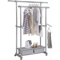 Carryhome, Carryhome Kleiderwagen in grau, chromfarben , Pax , Metall, Kunststoff , 92-143x116-176x44 cm , pulverbeschichtet, verchromt,matt , Schubladen , 000109000501