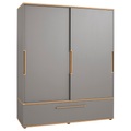 Paidi Schiebetürenschrank in grau, eichefarben , Sten , Holzwerkstoff , 7 Fächer , 1 Schubladen , 164x200x62 cm , melaminharzbeschichtet,melaminharzbeschichtet,Nachbildung,Nachbildung , 000345029001
