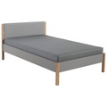 Paidi Bett 120/200 cm in grau, eichefarben , Sten Traumbett X , Textil, Holzwerkstoff , massiv , 120 cm , melaminharzbeschichtet,Mikrofaser,Echtholz, Nachbildung , gepolstertes Kopfteil , 000345029006