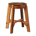 Landscape Hocker in holz braun, multicolor , Goa , Altholz, Recyclingholz , massiv , 46 cm , lackiert, Gebrauchsspuren,Echtholz , 000377002010
