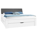 MID.YOU Bett 180/200 cm in grau, weiss , Lindau , Textil, Holzwerkstoff , 180 cm , bedruckt,Webstoff,Nachbildung , in verschiedenen Holzarten erhältlich,in verschiedenen Holzarten erhältlich,in verschiedenen Holzarten erhältlich,in verschiedenen H