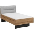 Stylife Bett 100/200 cm in graphitfarben, grau, eiche artisan , Lima , Textil, Holzwerkstoff , 100 cm , Dekorfolie,Webstoff,Nachbildung , Über- und Sondergrössen erhältlich, gepolstertes Kopfteil, In verschiedenen Grössen erhältlich , 0003800852