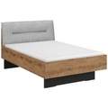 Stylife Bett 120/200 cm in graphitfarben, grau, eiche artisan , Lima , Textil, Holzwerkstoff , 120 cm , Dekorfolie,Webstoff,Nachbildung , Über- und Sondergrössen erhältlich, gepolstertes Kopfteil, In verschiedenen Grössen erhältlich , 0003800852