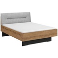 Stylife Bett 140/200 cm in graphitfarben, grau, eiche artisan , Lima , Textil, Holzwerkstoff , 140 cm , Dekorfolie,Webstoff,Nachbildung , Über- und Sondergrössen erhältlich, gepolstertes Kopfteil, In verschiedenen Grössen erhältlich , 0003800852