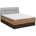 Stylife Bett 140/200 cm in graphitfarben, grau, eiche artisan , Lima , Textil, Holzwerkstoff , 140 cm , Dekorfolie,Webstoff,Nachbildung , Über- und Sondergrössen erhältlich, gepolstertes Kopfteil, In verschiedenen Grössen erhältlich , 0003800852