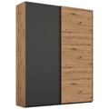 Stylife Schwebetürenschrank in graphitfarben, eiche artisan , Lima , Holzwerkstoff , 4 Fächer , 151x223x68 cm , bedruckt,Nachbildung , Typenauswahl, Beimöbel erhältlich, umfangreiches Zubehör erhältlich, In verschiedenen Grössen erhältlich, i