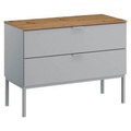 Stylife Kommode 80/61/42 cm , Lima , Grau, Eichefarben , Metall , 80x61x42 cm , Dekorfolie,matt,Nachbildung , Typenauswahl, Beimöbel erhältlich, stehend, in verschiedenen Holzdekoren erhältlich , 000380085239