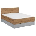 Stylife Bett 140/200 cm in grau, eichefarben , Lima , Holzwerkstoff , 140 cm , Dekorfolie,Nachbildung , Über- und Sondergrössen erhältlich, In verschiedenen Grössen erhältlich , 000380085249