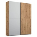 Stylife Schwebetürenschrank in grau, eichefarben , Lima , Holzwerkstoff , 4 Fächer , 151x223x68 cm , bedruckt,Nachbildung , Typenauswahl, Beimöbel erhältlich, umfangreiches Zubehör erhältlich, In verschiedenen Grössen erhältlich, in verschied