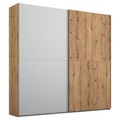 Stylife Schwebetürenschrank in grau, eichefarben , Lima , Holzwerkstoff , 4 Fächer , 201x223x68 cm , bedruckt,Nachbildung , Typenauswahl, Beimöbel erhältlich, umfangreiches Zubehör erhältlich, In verschiedenen Grössen erhältlich, in verschied