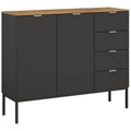 Stylife Sideboard 120/100/42 cm , Lima , Graphitfarben, Eiche Artisan , Holzwerkstoff , 120x100x42 cm , matt,Dekorfolie,Nachbildung , Typenauswahl, Beimöbel erhältlich, stehend, in verschiedenen Holzdekoren erhältlich , 000380085296