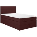 Welnova Boxspringbett 120/200 cm in dunkelrot , Eve , Textil , H5=hart ab ca.120kg , 120 cm , gepolstertes Kopfteil , 001408004034