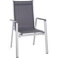 MWH Stapelsessel in metall, textil anthrazit, silberfarben , Elements , 64x98x69 cm , pulverbeschichtet,Netzbespannung , stapelbar, wetterbeständig , 001439000101