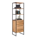 Lomoco Regal 55/190/44 cm schwarz, eichefarben , Atelier -Lomoco- , Holz , Eiche,Eiche , massiv,massiv , 3 Fächer , 3 Schubladen , 55x190x44 cm , pulverbeschichtet,geölt, gebürstet,geölt, gebürstet,Echtholz,Echtholz , Typenauswahl, stehend,Typen