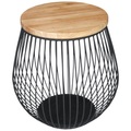 Novel Beistelltisch in holz, metall, holzwerkstoff 54/54/52,5 cm , Basket , Naturfarben, Schwarz , Leder , Eiche , massiv , 54x52.5 cm , matt, pulverbeschichtet,matt, geölt,Echtholz, Nachbildung , 001739003601