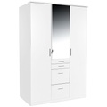MID.YOU, MID.YOU Kleiderschrank in weiss , Aachen , Kunststoff , 4 Fächer , 4 Schubladen , 135x198x58 cm , Dekorfolie,Nachbildung , 001787020705