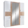 MID.YOU Kleiderschrank in weiss, eiche artisan , Vegas , Kunststoff , 5 Fächer , 180x208x58 cm , Dekorfolie,Dekorfolie,Nachbildung,Nachbildung , In verschiedenen Grössen erhältlich, in verschiedenen Holzdekoren erhältlich , 001787072503