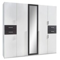 MID.YOU Kleiderschrank in graphitfarben, weiss , Vegas , Kunststoff , 6 Fächer , 225x208x58 cm , Dekorfolie,Dekorfolie,Nachbildung,Nachbildung , In verschiedenen Grössen erhältlich, in verschiedenen Holzdekoren erhältlich , 001787072506
