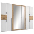 MID.YOU Kleiderschrank in weiss, eiche artisan , Vegas , Kunststoff , 7 Fächer , 313x208x58 cm , Dekorfolie,Dekorfolie,Nachbildung,Nachbildung , In verschiedenen Grössen erhältlich, in verschiedenen Holzdekoren erhältlich , 001787072515