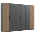 MID.YOU Drehtürenschrank in graphitfarben, eiche artisan , Andorra , Metall , 3 Fächer , 300x216x58 cm , Dekorfolie,Dekorfolie,Nachbildung,Nachbildung , umfangreiches Zubehör erhältlich, In verschiedenen Grössen erhältlich, in verschiedenen Hol
