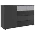 MID.YOU Kommode 130/83/41 cm , Monaco , Graphitfarben, Schwarz, Hellgrau , Glas, Holzwerkstoff , 130x83x41 cm , Dekorfolie,glänzend,Nachbildung , 001787085301