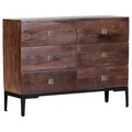 XXXLutz Sideboard 120/90/42 cm , Kumasi , Schwarz, Dunkelbraun , Kunststoff , Mangoholz , massiv , 6 Schubladen , 120x90x42 cm , lackiert,lackiert, gebeizt,Echtholz , Typenauswahl, Beimöbel erhältlich , 001877110701
