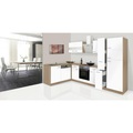 Respekta Eckküche 172/310 cm , Economy L 310 , weiss, Eichefarben , Glas, Holzwerkstoff , 310x172 cm , Dekorfolie,Nachbildung , links aufbaubar, rechts aufbaubar , 001899000809