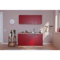 Respekta Miniküche 150 cm , Economy 150 , Rot, Eichefarben , Holzwerkstoff , 150 cm , Dekorfolie,Nachbildung , 001899001010