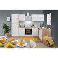 Respekta Eckküche 172/280 cm , Economy L 280 , weiss, Eichefarben , Glas, Holzwerkstoff , 280x172 cm , Dekorfolie,Nachbildung , links aufbaubar, rechts aufbaubar , 001899016903
