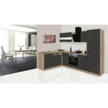 Respekta Eckküche 172/280 cm , Economy L 280 , Grau, Eichefarben , Glas, Holzwerkstoff , 280x172 cm , Dekorfolie,Nachbildung , links aufbaubar, rechts aufbaubar , 001899016909