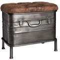 Carryhome Sitzbank in metall, textil anthrazit, braun , Pipe , 51x48x34 cm , matt, lackiert,Lederlook , Truhe im Sitz , 001931031601
