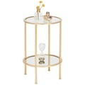 XXXLutz Beistelltisch in metall, glas , Faro 1 , Goldfarben , 38x55x38 cm , lackiert , 001931067601