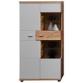 Novel, Novel Highboard 80/145/38 cm , Ricona , Hellgrau, Eiche Artisan, Wildeiche , Metall , 7 Fächer , 80x145x38 cm , sandgestrahlt,foliert,farbig,farbig,Nachbildung, teilmassiv,Nachbildung , Typenauswahl, Beimöbel erhältlich , 001937005805