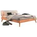 Hasena Bett 140/200 cm in weiss, buchefarben , Pesaro , Holz , Kernbuche , massiv , 140 cm , geölt,Lederlook,Echtholz , in verschiedenen Holzarten erhältlich, In verschiedenen Grössen erhältlich,in verschiedenen Holzarten erhältlich, In verschie