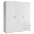 Ti'me Kleiderschrank in weiss , Harry , Kunststoff , 3 Fächer , 3 Schubladen , 150x176x51.3 cm , Melamin,Melamin,glänzend,Nachbildung,Nachbildung , 002522039502