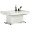 Venda Couchtisch in metall, glas, holzwerkstoff 120-180/75/50-78 cm , Faro , weiss , 75x50-78x120-180 cm , Bürstfinish,matt,lackiert , ausziehbar, höhenverstellbar , 002809002501