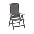 Ambia Garden Gartenklappsessel in holz, metall, textil anthrazit, schwarz , Plano , Teakholz , massiv , 63x116x60 cm , pulverbeschichtet,Natur,Netzbespannung,Echtholz , klappbar , 002053000102