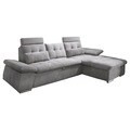 MID.YOU Wohnlandschaft in textil, holzwerkstoff grau , Nalo Longchair 2f.rec , Uni , 170 cm , Nachbildung , seitenverkehrt erhältlich, Rücken echt , 002220026405