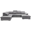 MID.YOU Wohnlandschaft in textil, holzwerkstoff grau , Wayne U , Uni , 240 cm , Nachbildung , seitenverkehrt erhältlich, Rücken echt , 002220026708
