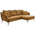 Livetastic Ecksofa in velours gelb , Baggio , Holz, Textil , Buche, Fichte, Kiefer,Buche , massiv , Uni , 277x162 cm , lasiert,Velours,teilmassiv,Echtholz , Rücken echt, Armteil links, Armteil rechts , 002310004655
