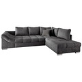 MID.YOU Eckschlafsofa in anthrazit textil , Alvito , Buche , 298x202 cm , Mikrofaser , Liegefunktion, Rücken echt, Armteil links , 002310006729