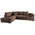 MID.YOU Eckschlafsofa in braun textil , Alvito , Buche , 298x202 cm , Mikrofaser , Liegefunktion, Rücken echt, Armteil rechts , 002310006738