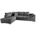 MID.YOU Eckschlafsofa in dunkelgrau textil , Alvito , Buche , 298x202 cm , Mikrofaser , Liegefunktion, Rücken echt, Armteil rechts , 002310006748