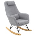 Jimmylee, Jimmylee Stillstuhl , Stillsessel Lisa , Grau, Schwarz, Eichefarben , Holz, Metall, Textil , Kautschukholz , massiv , Abstraktes , 68x107.5x87 cm , pulverbeschichtet,lackiert,Webstoff,Echtholz , 002381001001