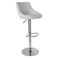 Carryhome Barhocker in weiss, chromfarben , Life , Metall, Textil , 47.5x82-103x52 cm , verchromt,Lederlook , 002381021502