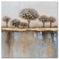 Monee Ölgemälde 55/55 cm , Bd19b284b-2aa , Blau, Braun, Grau, Schwarz, Goldfarben , Holz, Textil , Tanne , massiv , 55x55 cm , Natur,Leinwand,Echtholz , Keilrahmen , 0039450024