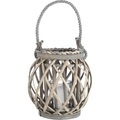 Ambia Home, Ambia Home Windlicht , Kb97-1222-2 , Grau, Klar, Naturfarben , Holz, Glas, Textil , Weide , 21 cm , lackiert,klar,Kord , Glaseinsatz , 0031690039