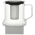 Novel Teekanne 1,8 l , 107 027 013 , Klar, Schwarz, Silberfarben , Metall, Glas , Siebeinsatz, Stövchen , 0032800174