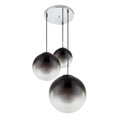 GLOBO VARUS Hängeleuchte nickel matt, Glas rauch, 3 Kugeln mit DM: 20 - 25 - 30 cm, D: