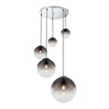 GLOBO VARUS Hängeleuchte nickel matt, Glas rauch, 5 Kugeln mit DM: 2x15-20-25-33 cm, D